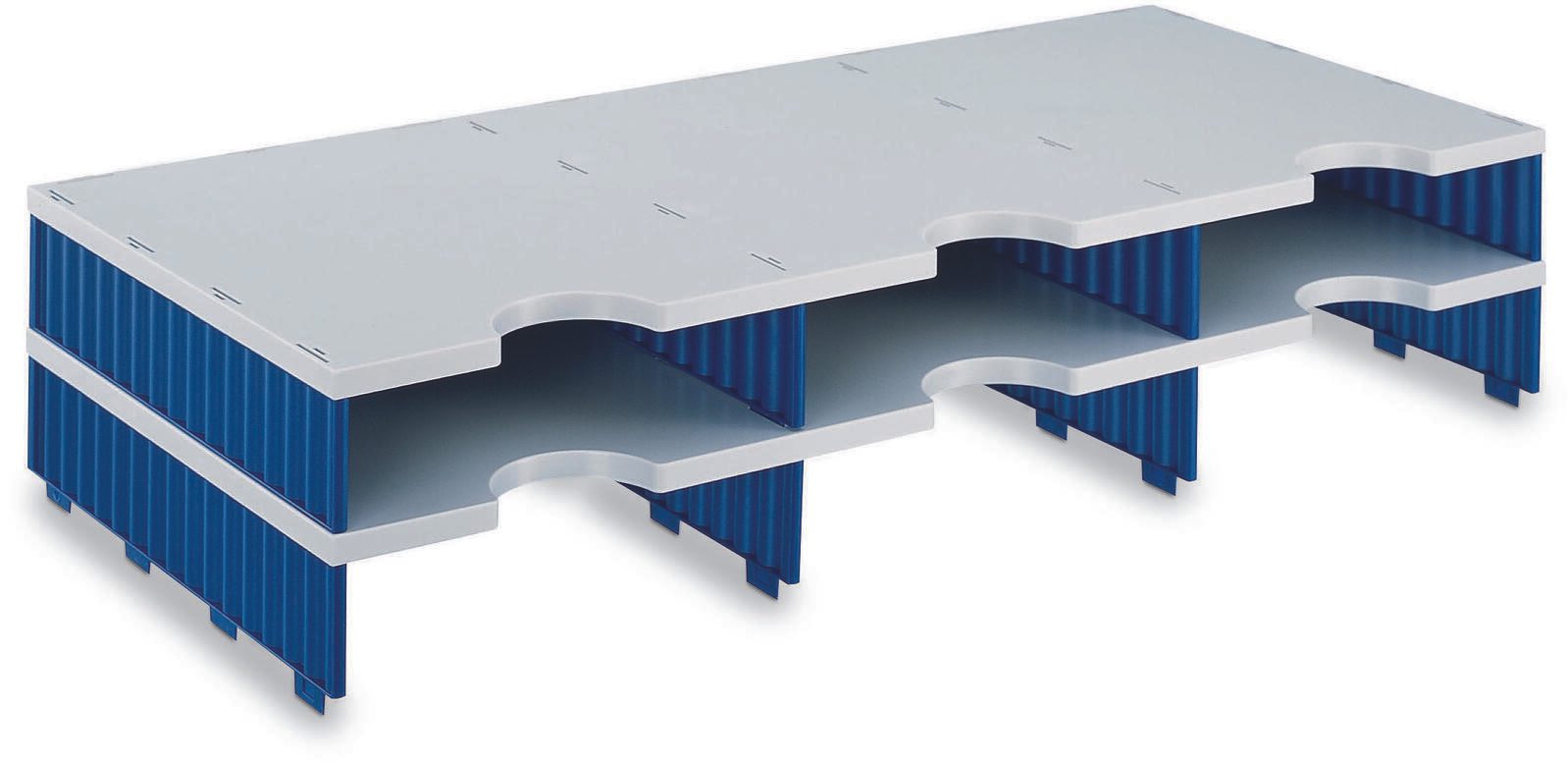styro Sortierstation DIN C4 6-Fach  grau/blau