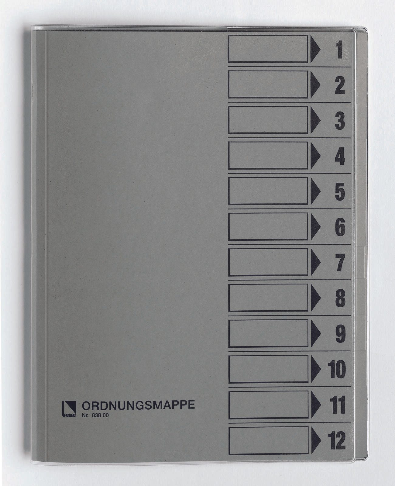 bene Ordnungsmappe DIN A4 12-Fach  grau
