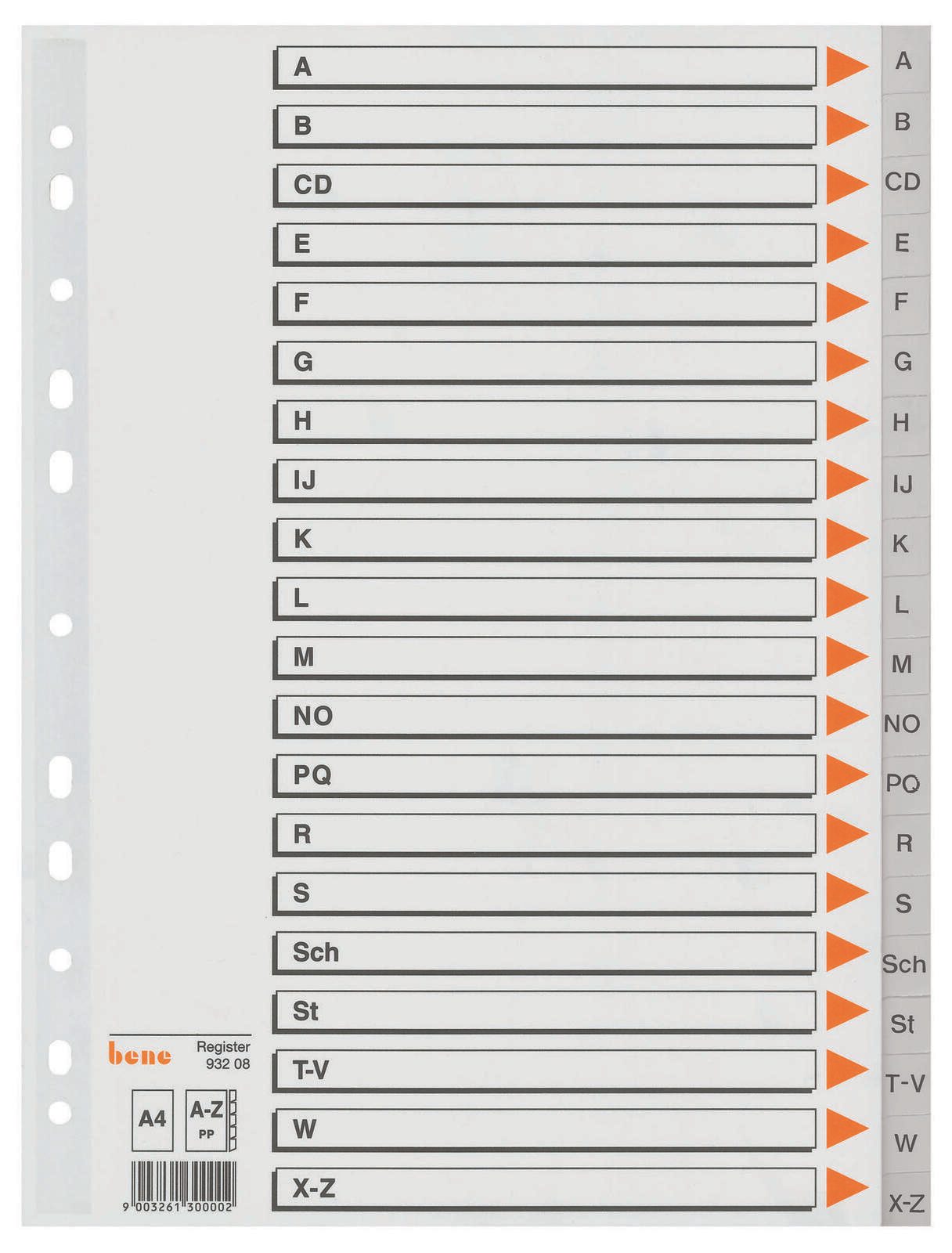 bene Ordnerregister Vollformat A-Z DIN A4