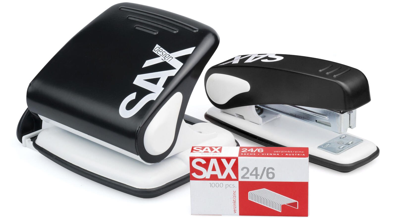sax design Locher und Heftgeräte Set schwarz