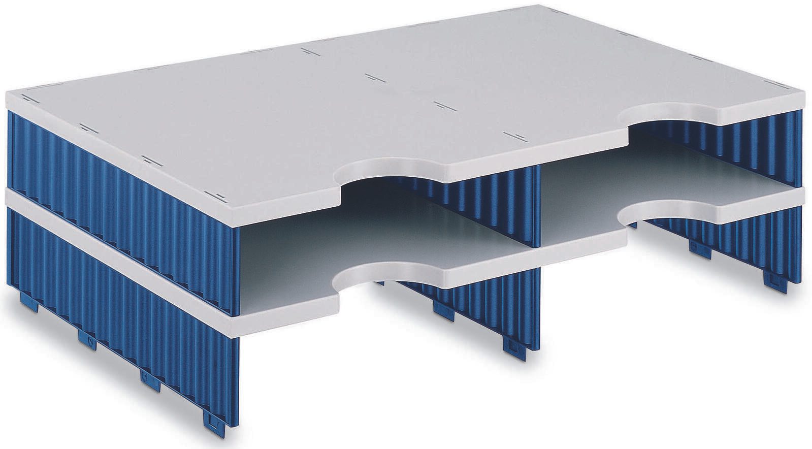 styro Sortierstation DIN C4 4-Fach  grau/blau