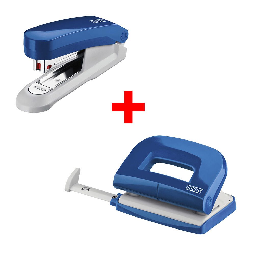 novus Locher und Heftgeräte Set blau