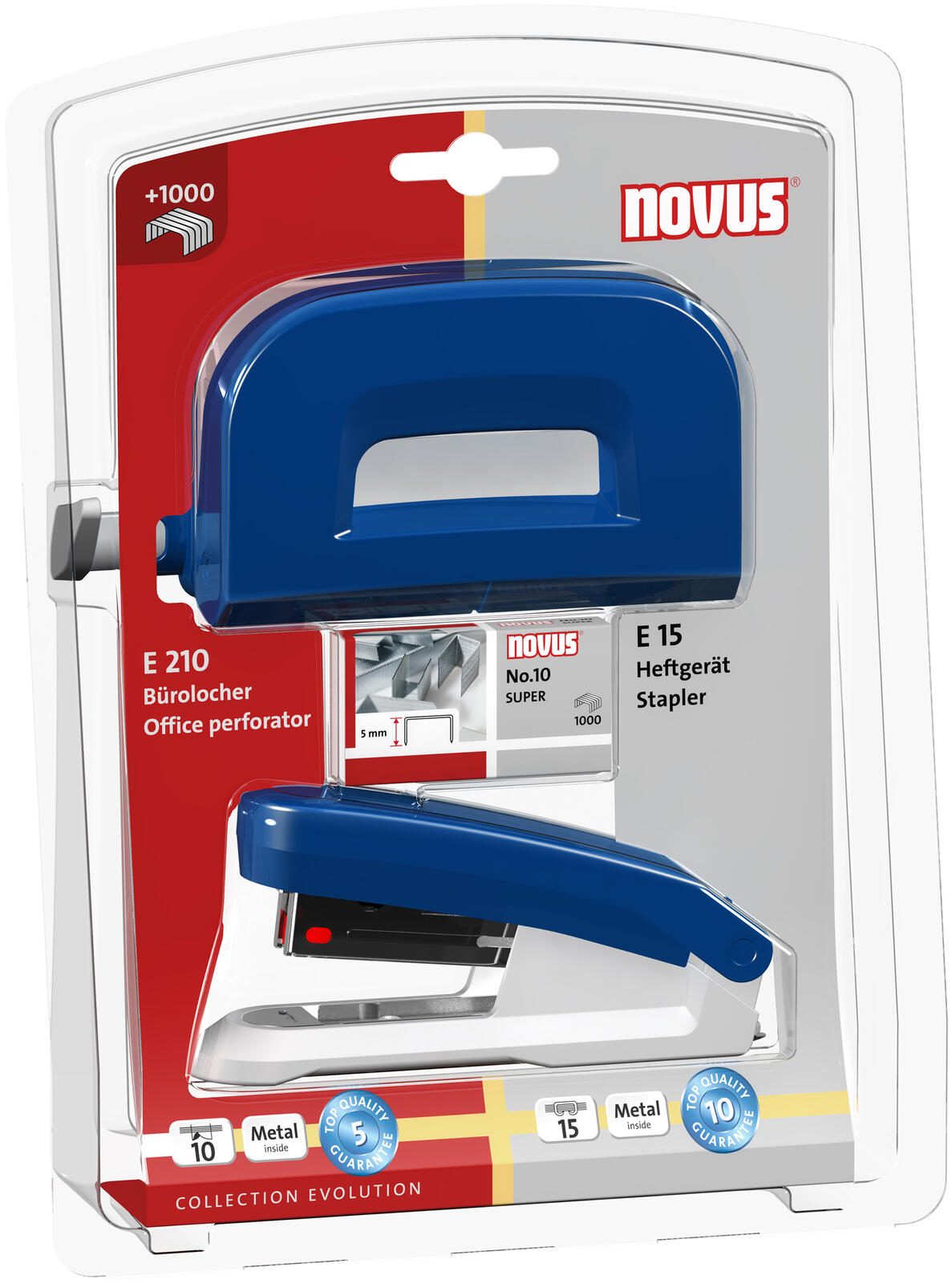 novus Locher und Heftgeräte Set blau