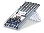STAEDTLER Pigment Liner 308 Fineliner 0.05 + 0.1 + 0.3 + 0.5 + 0.8 mm Schwarz