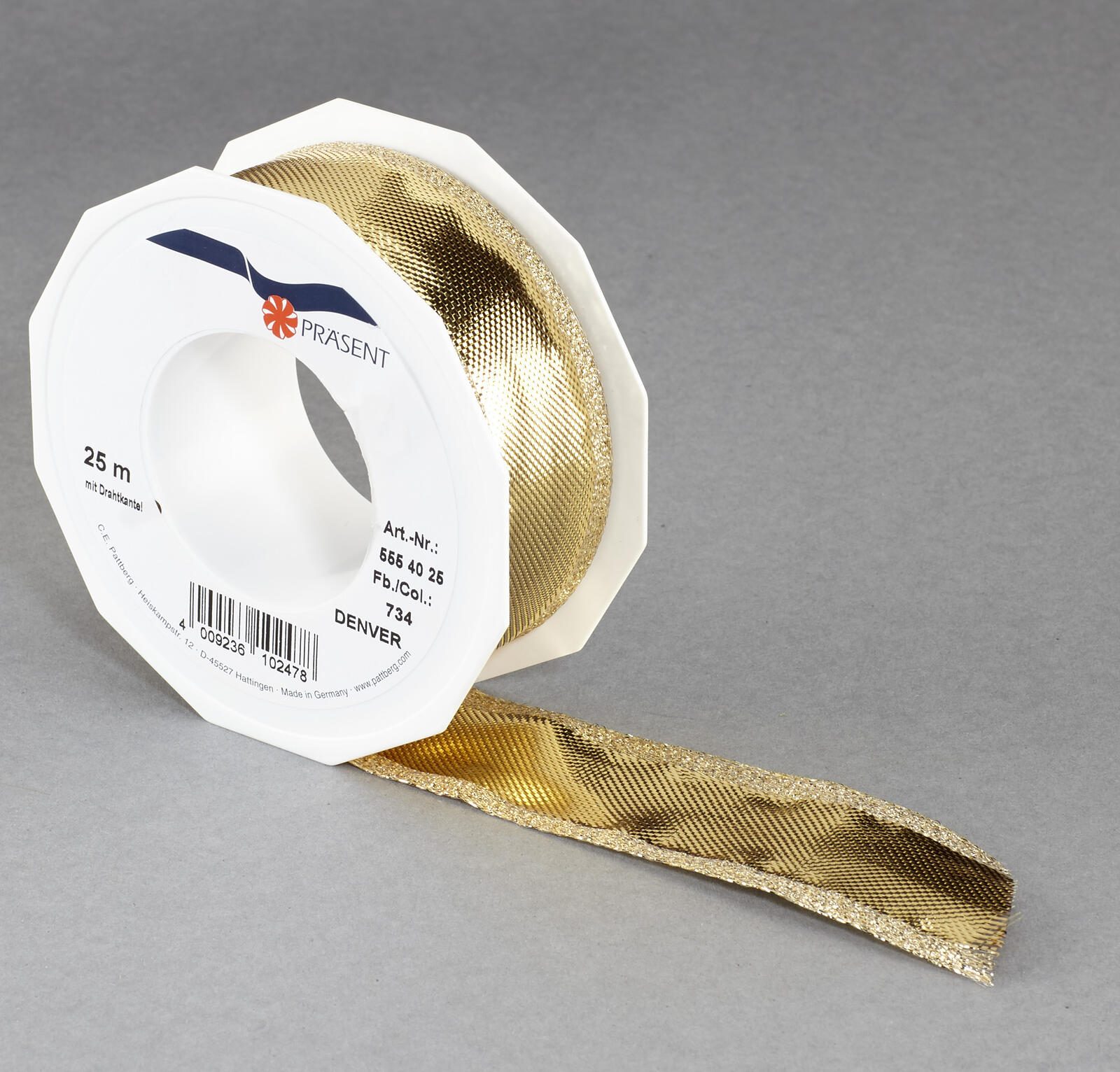 PRÄSENT Geschenkband Denver 40 mm x 25 m gold