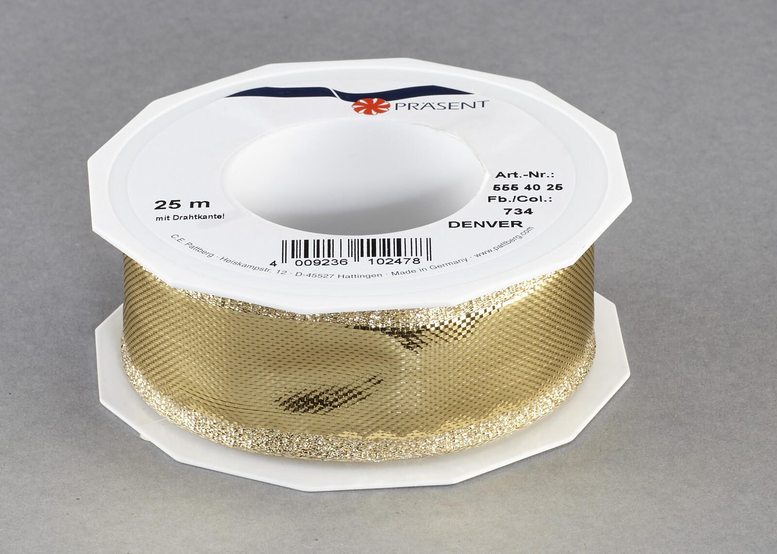 PRÄSENT Geschenkband Denver 40 mm x 25 m gold