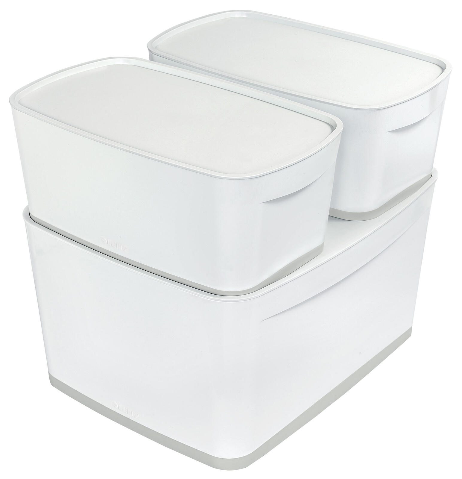LEITZ Aufbewahrungsbox 18,0 l - 38,5 x 31,8 x 19,8 cm perlweiß/grau