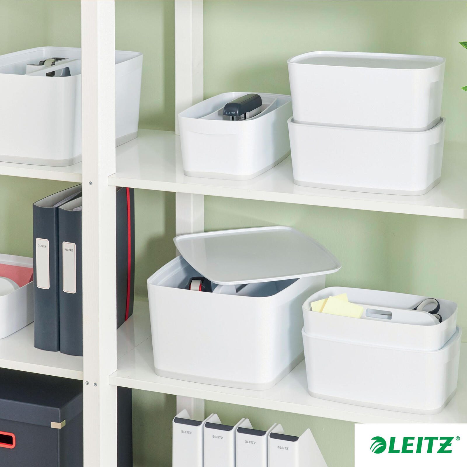 LEITZ Aufbewahrungsbox 18,0 l - 38,5 x 31,8 x 19,8 cm perlweiß/grau