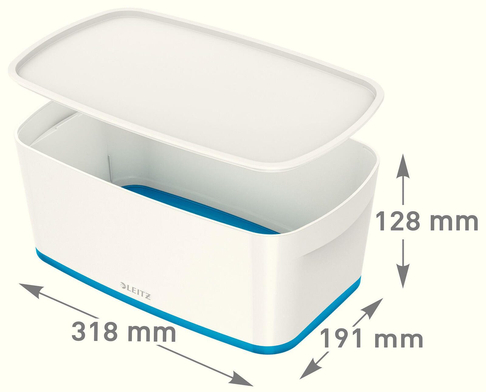 LEITZ Aufbewahrungsbox 5,0 l - 31,8 x 19,1 x 12,8 cm perlweiß/blau