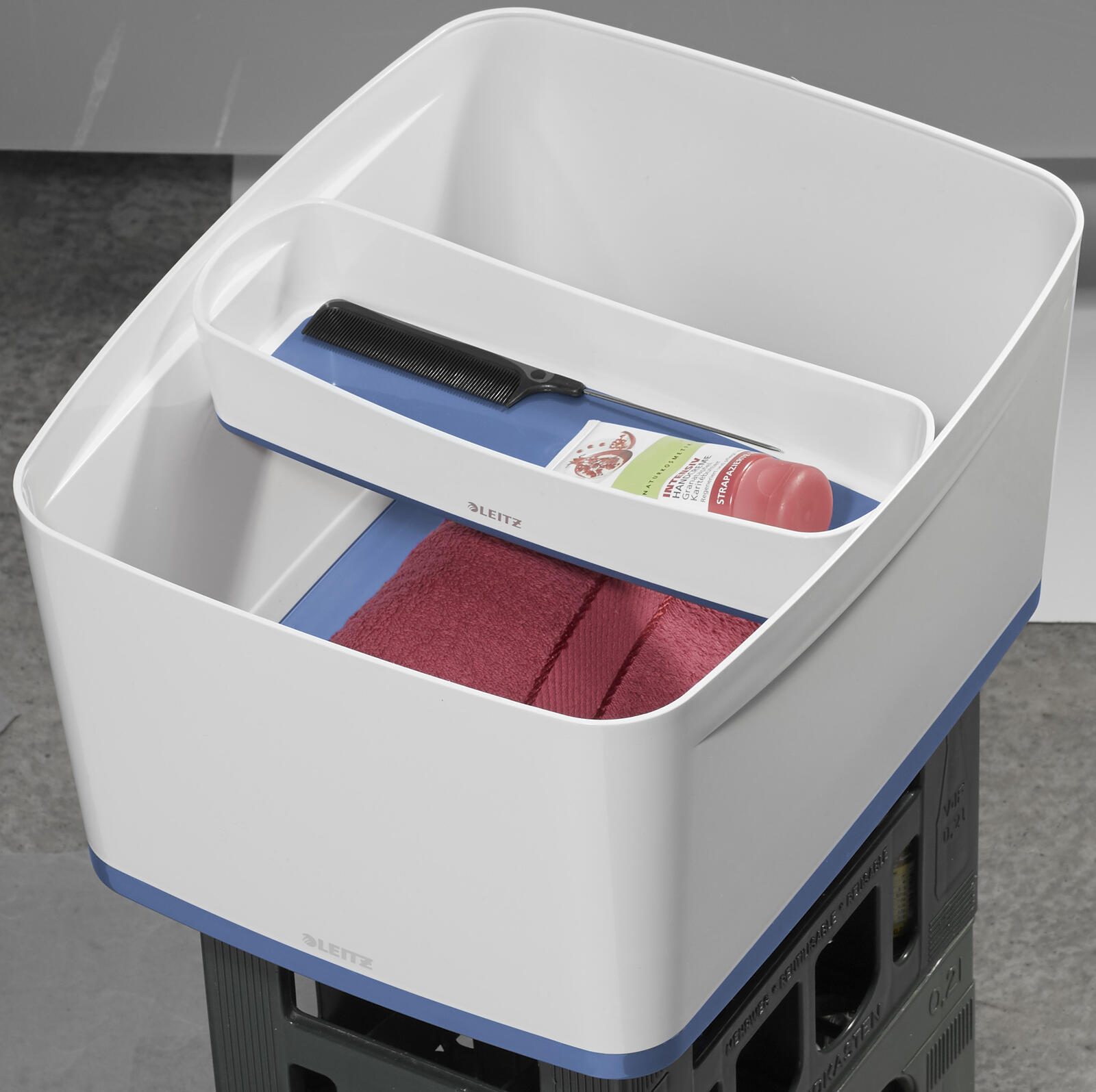 LEITZ Aufbewahrungsbox 18,0 l - 38,5 x 31,8 x 19,8 cm perlweiß/blau