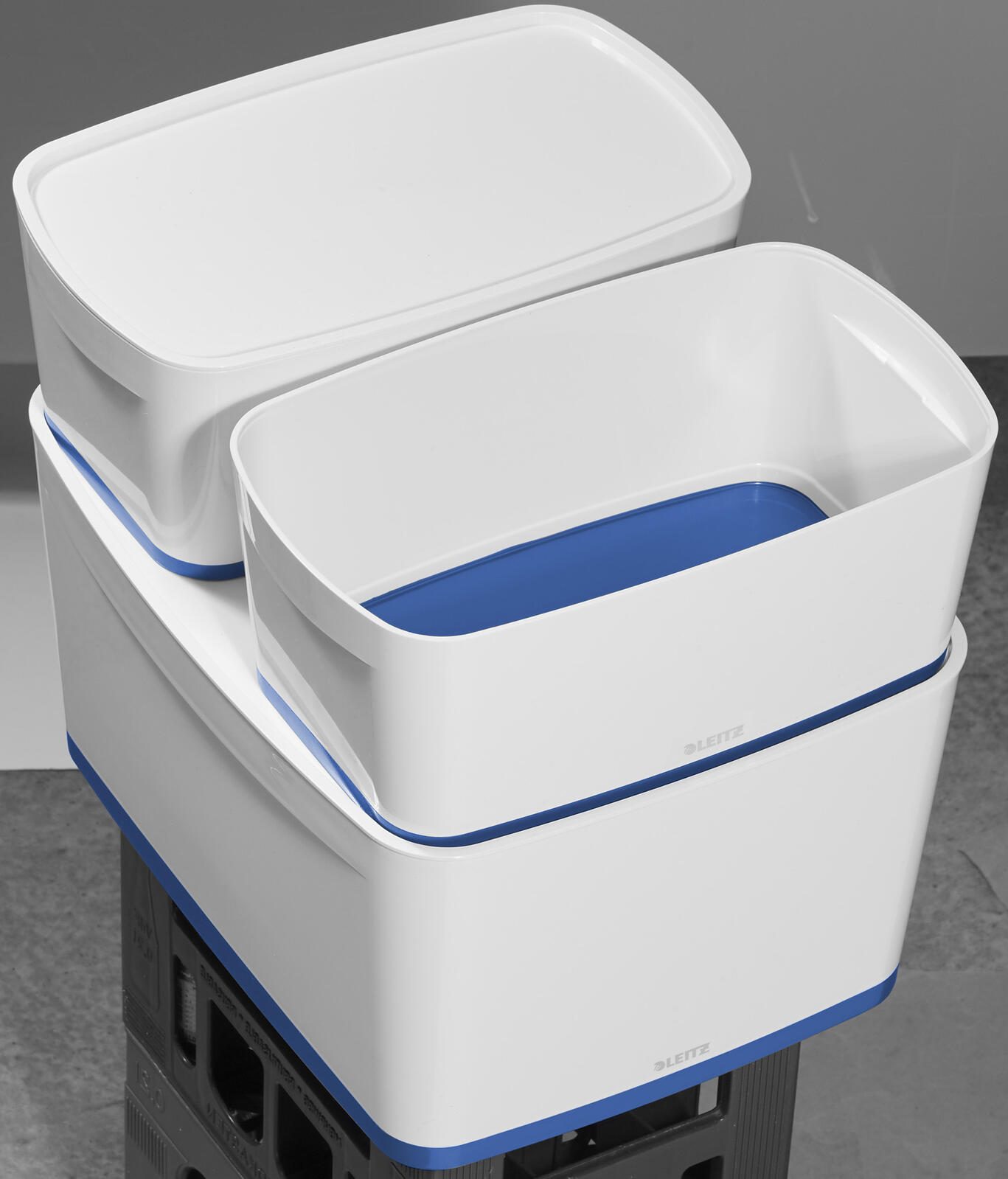 LEITZ Aufbewahrungsbox 18,0 l - 38,5 x 31,8 x 19,8 cm perlweiß/blau