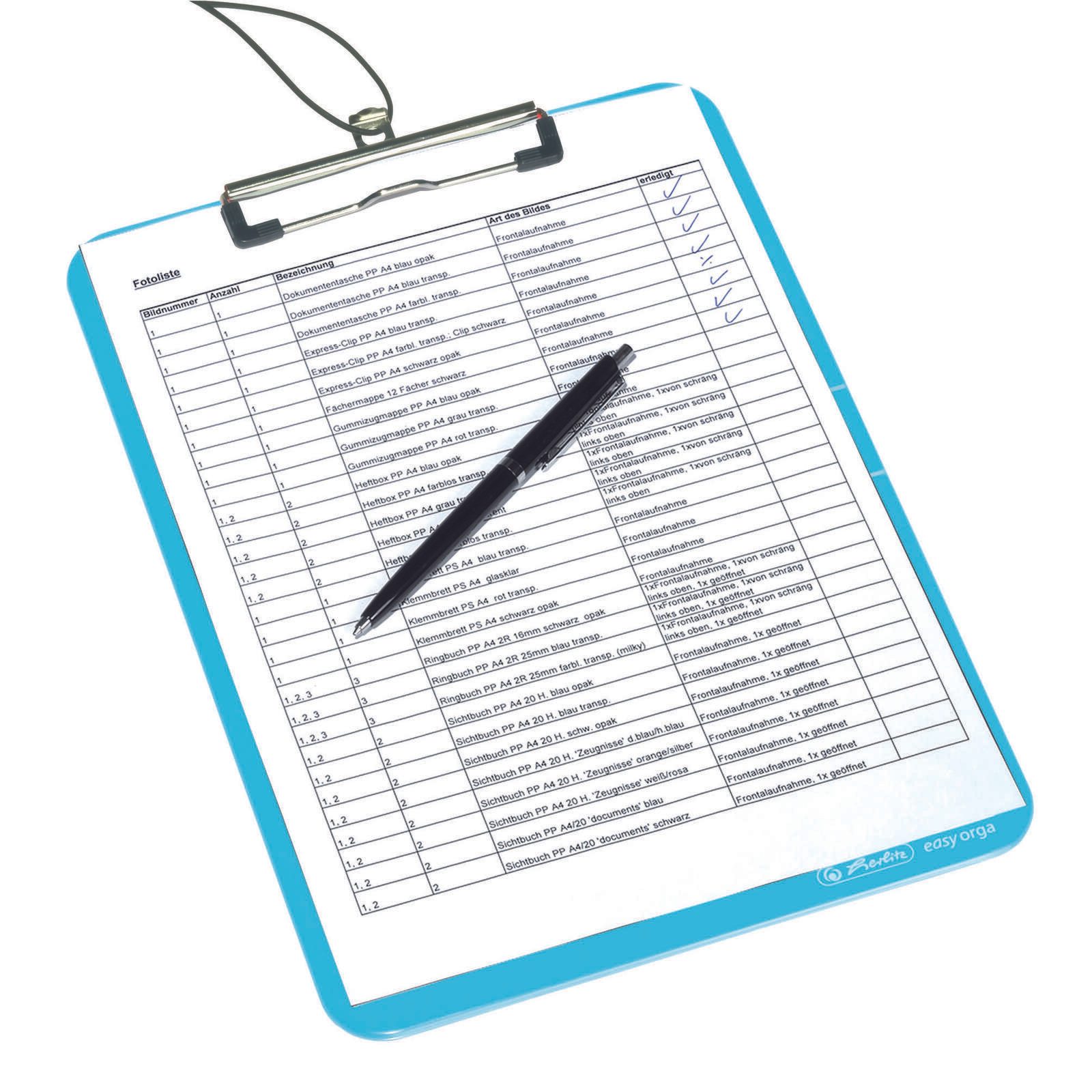 herlitz Klemmbrett DIN A4 transparent blau