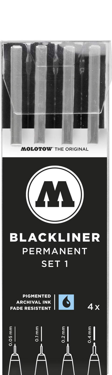 MOLOTOW Blackliner Fineliner-Set 0.05 + 0.1 + 0.2 + 0.4 mm Schwarz