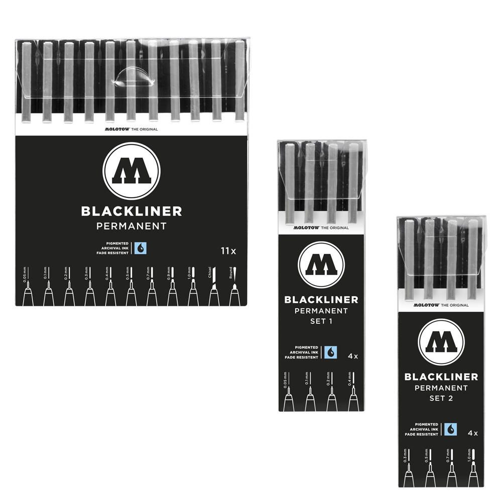 MOLOTOW Blackliner Fineliner-Set 0.05 + 0.1 + 0.2 + 0.4 mm Schwarz