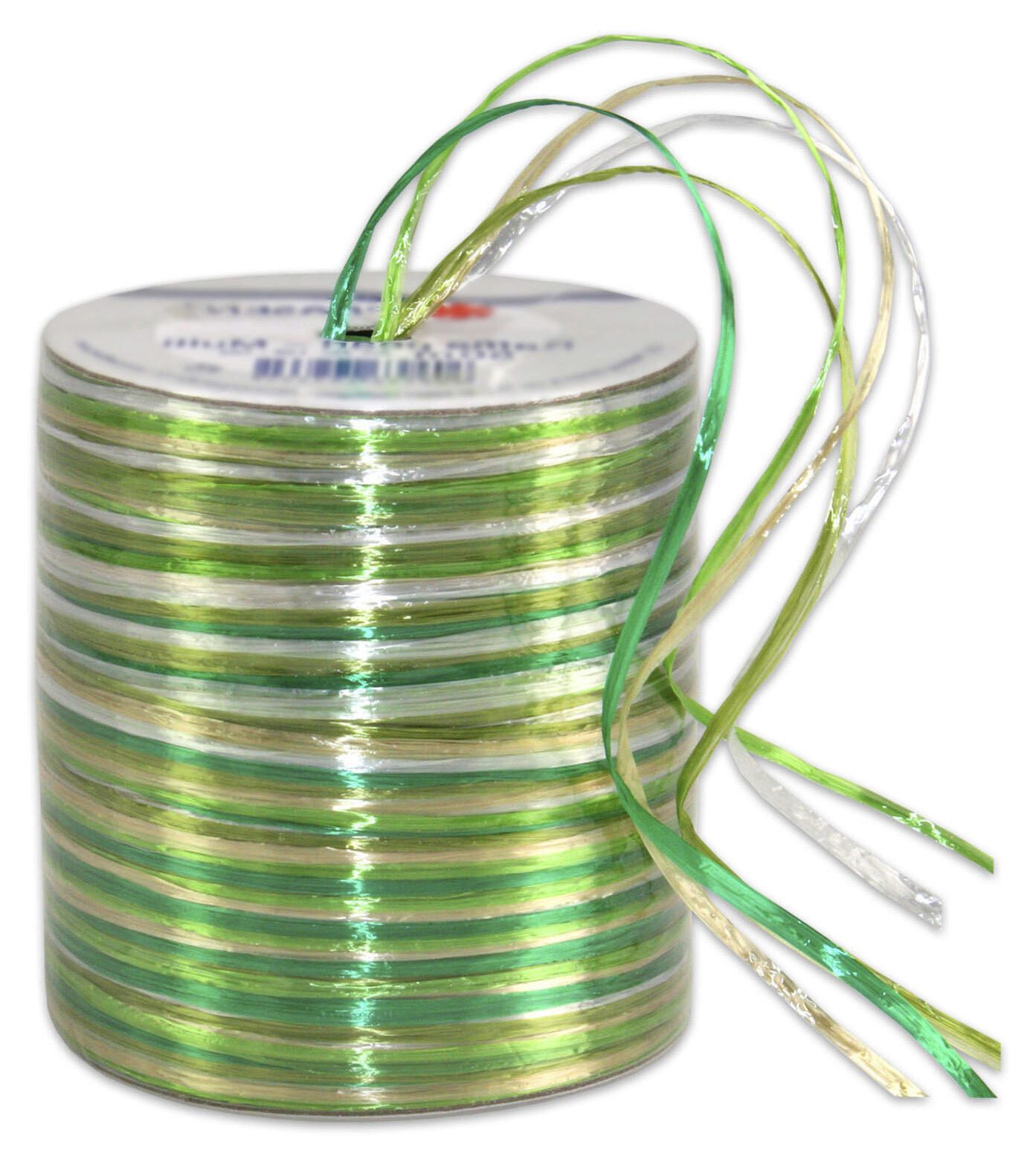 PRÄSENT Geschenkband Raffia-Pearl 3 mm x 50 m grün/hellgrün/weiß