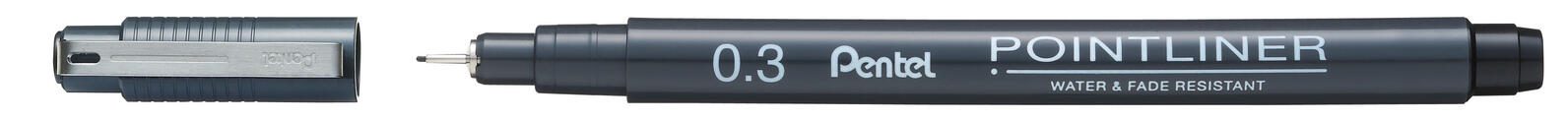Pentel Pointliner Fineliner-Set 0.05 + 0.1 + 0.2 + 0.3 + 0.5 + 0.8 mm Schwarz