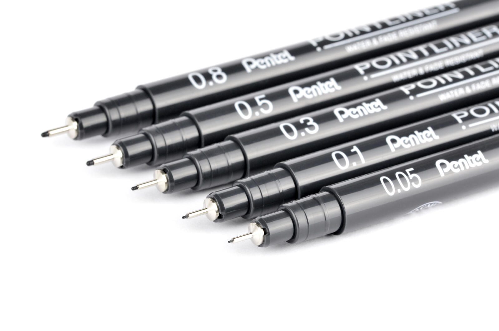 Pentel Pointliner Fineliner-Set 0.05 + 0.1 + 0.2 + 0.3 + 0.5 + 0.8 mm Schwarz