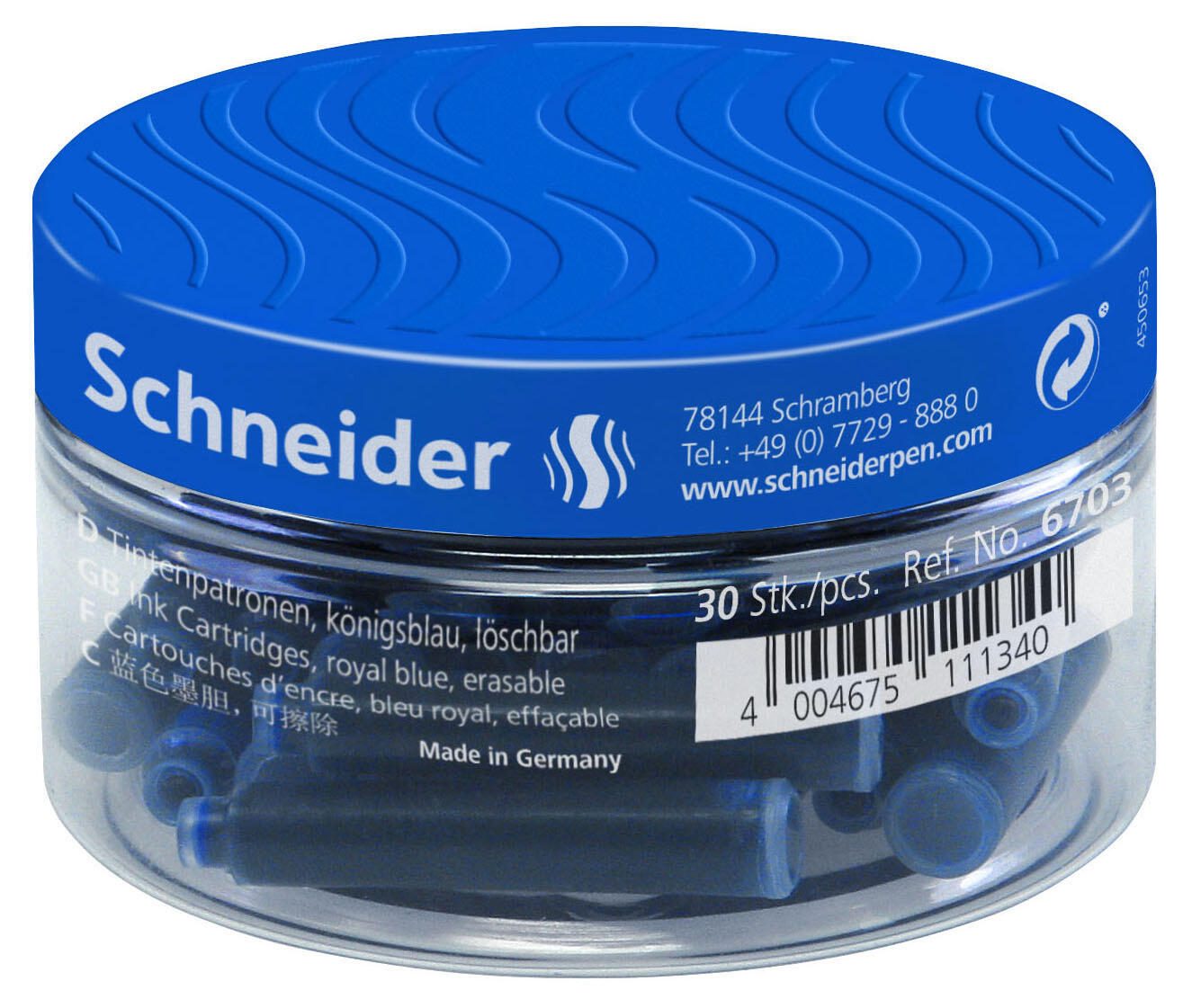 Schneider Tintenpatronen für Füller blau