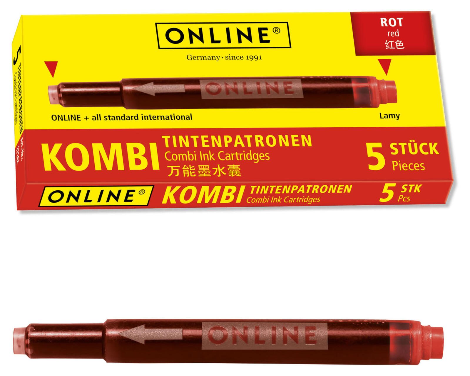 ONLINE® Tintenpatronen für Füller rot
