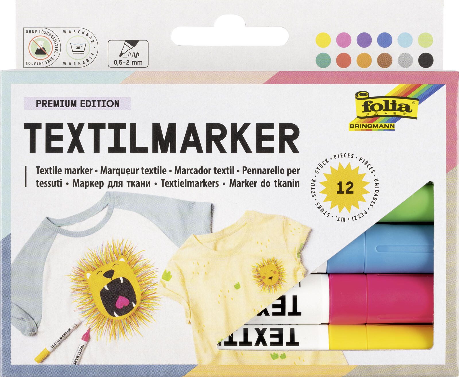 folia Textilmarker 1.0 - 5.0 mm Mehrfarbig