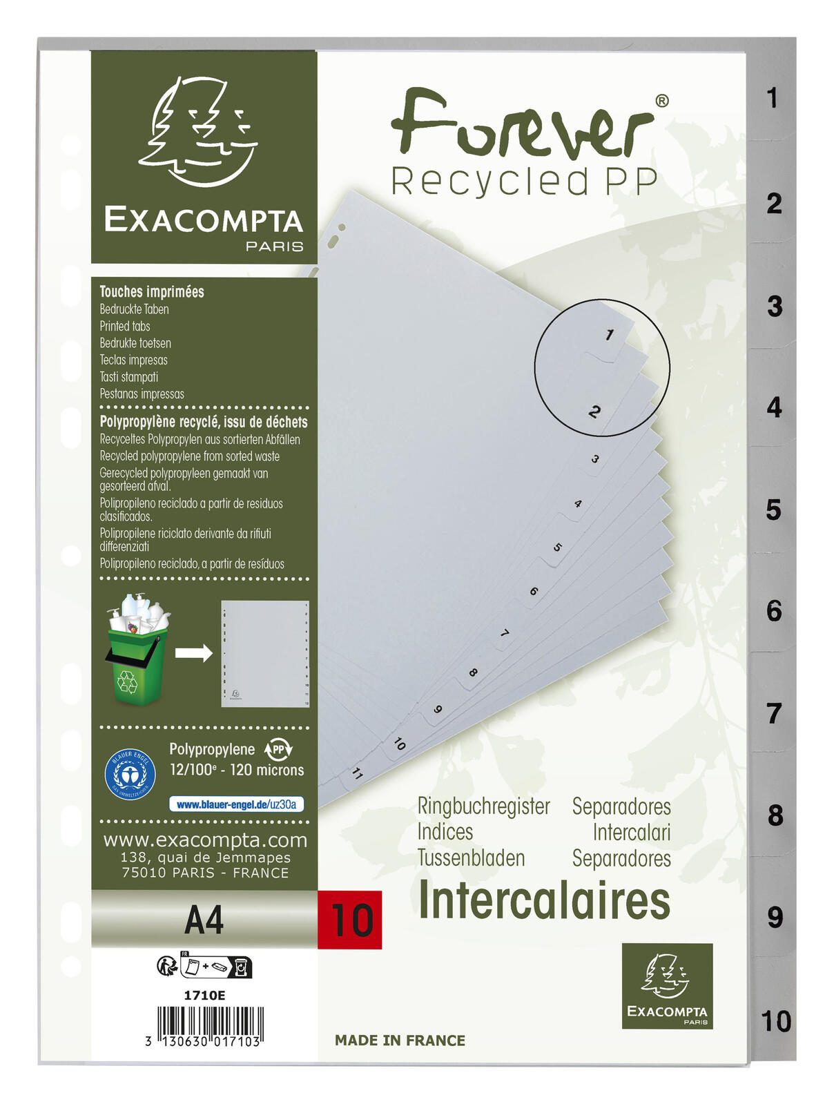 Exacompta Ordnerregister Vollformat 1-10 DIN A4