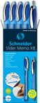Schneider Kugelschreiber Slider Memo blau, 4 St. + GRATIS Schneider Kugelschreiber Slider Rave XB blau