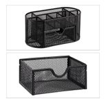 relaxdays Schreibtisch-Organizer 9 Fächer, Metall schwarz