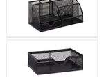 relaxdays Schreibtisch-Organizer 6 Fächer, Metall schwarz