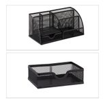 relaxdays Schreibtisch-Organizer 6 Fächer, Metall schwarz