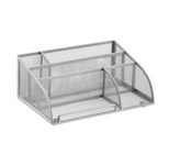 relaxdays Schreibtisch-Organizer 5 Fächer, Metall silber