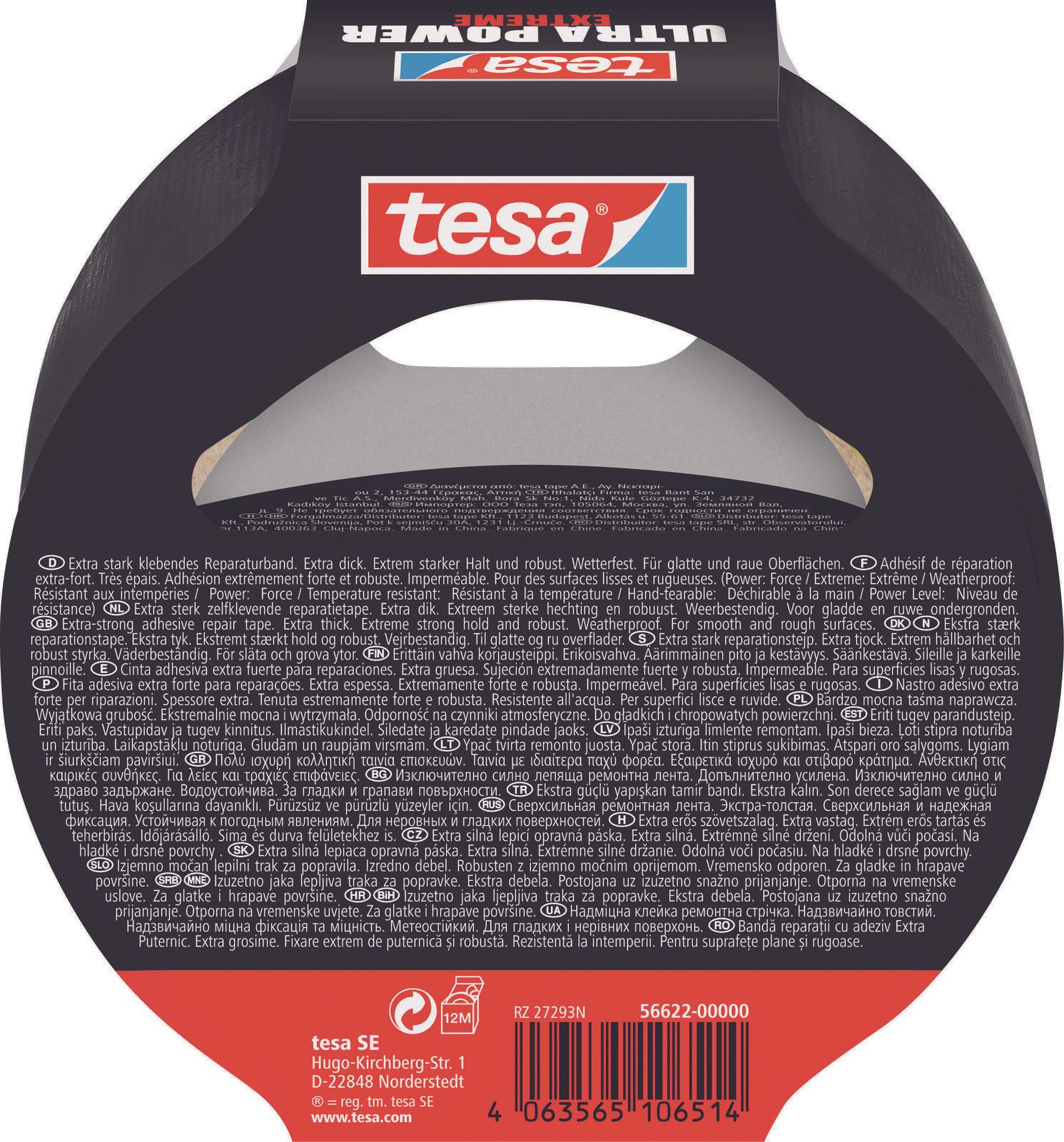 tesa Gewebebänder Montageband 50 mm x 10 m schwarz
