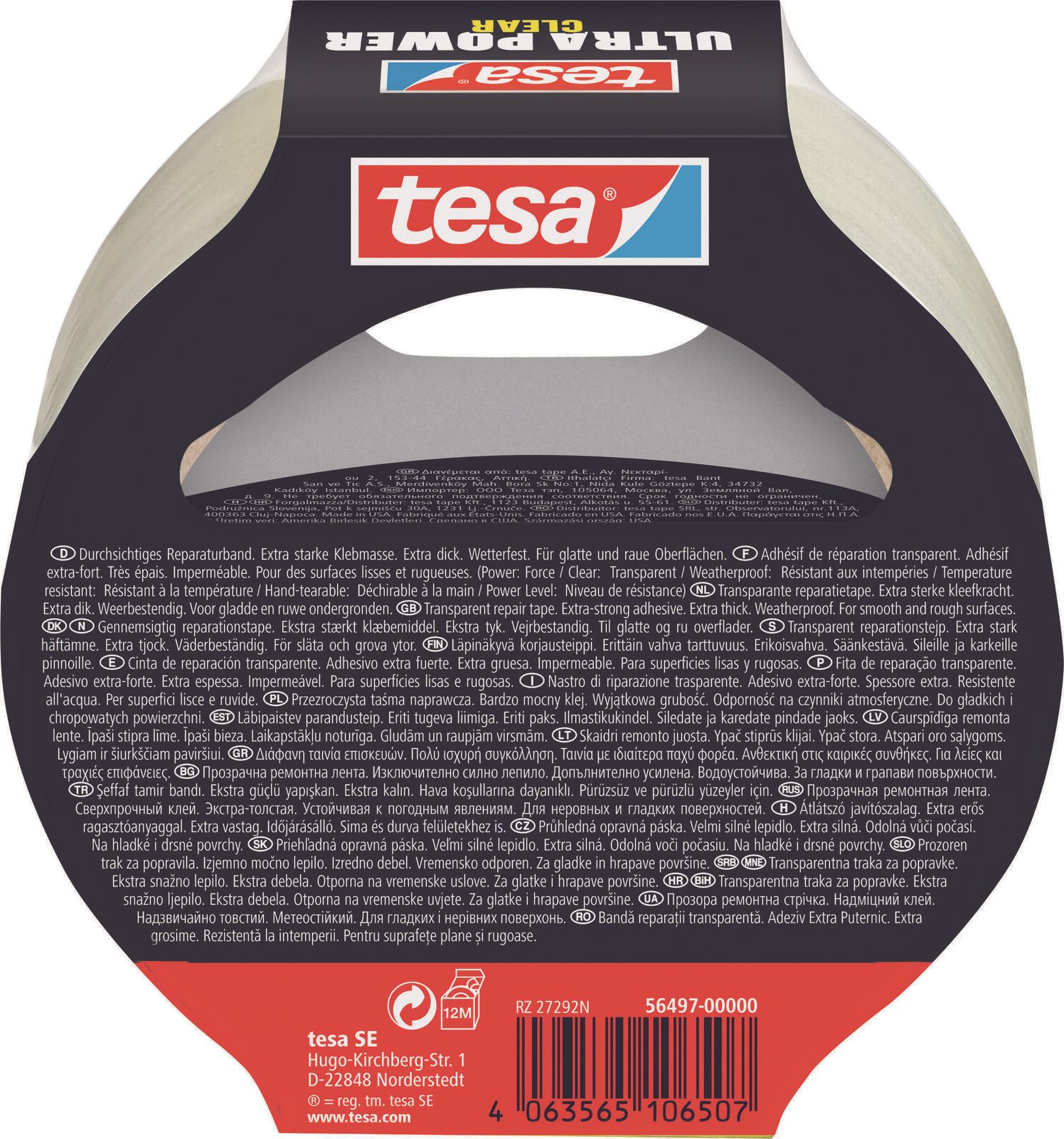 tesa Gewebebänder Montageband 48 mm x 20 m transparent