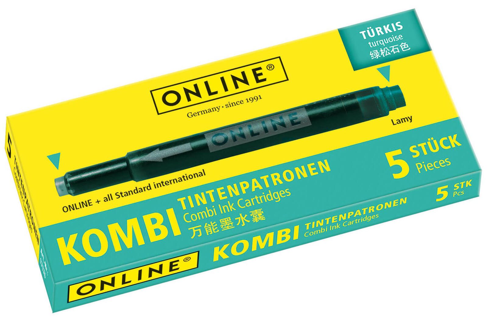 ONLINE® Tintenpatronen für Füller türkis-blau
