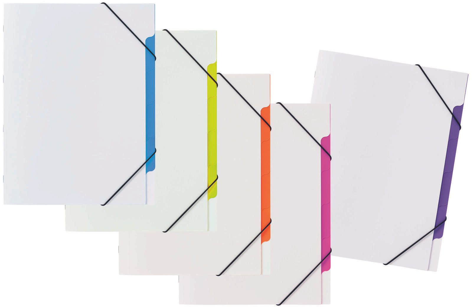 PAGNA Ordnungsmappen DIN A4 5-Fach  1x weiß-hellblau, hellgrün, orange, pink, lila