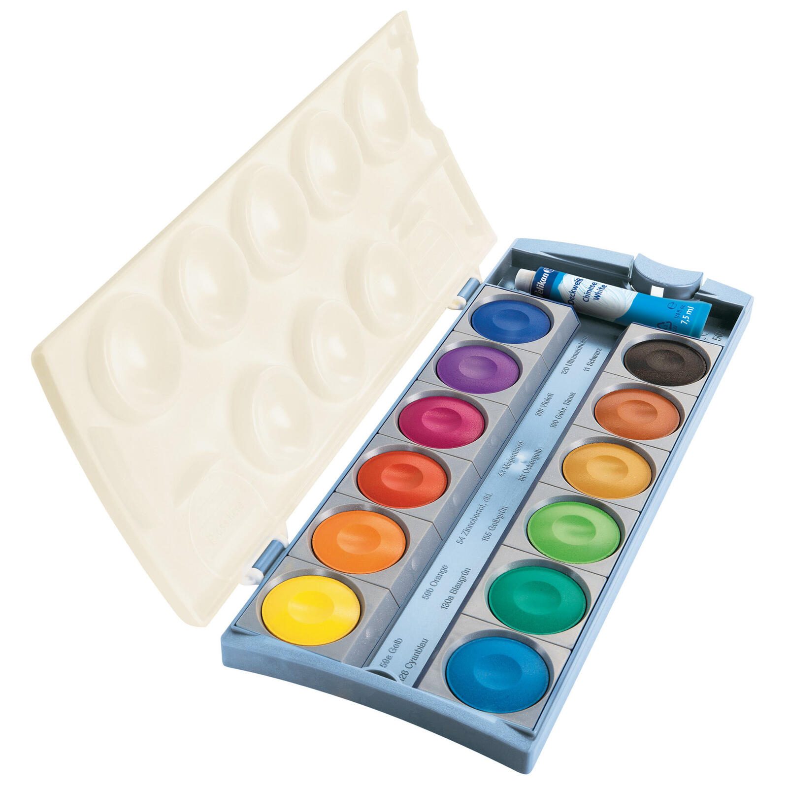 Pelikan Wasserfarbkasten 12 Farben und 1 Tube Deckweiß