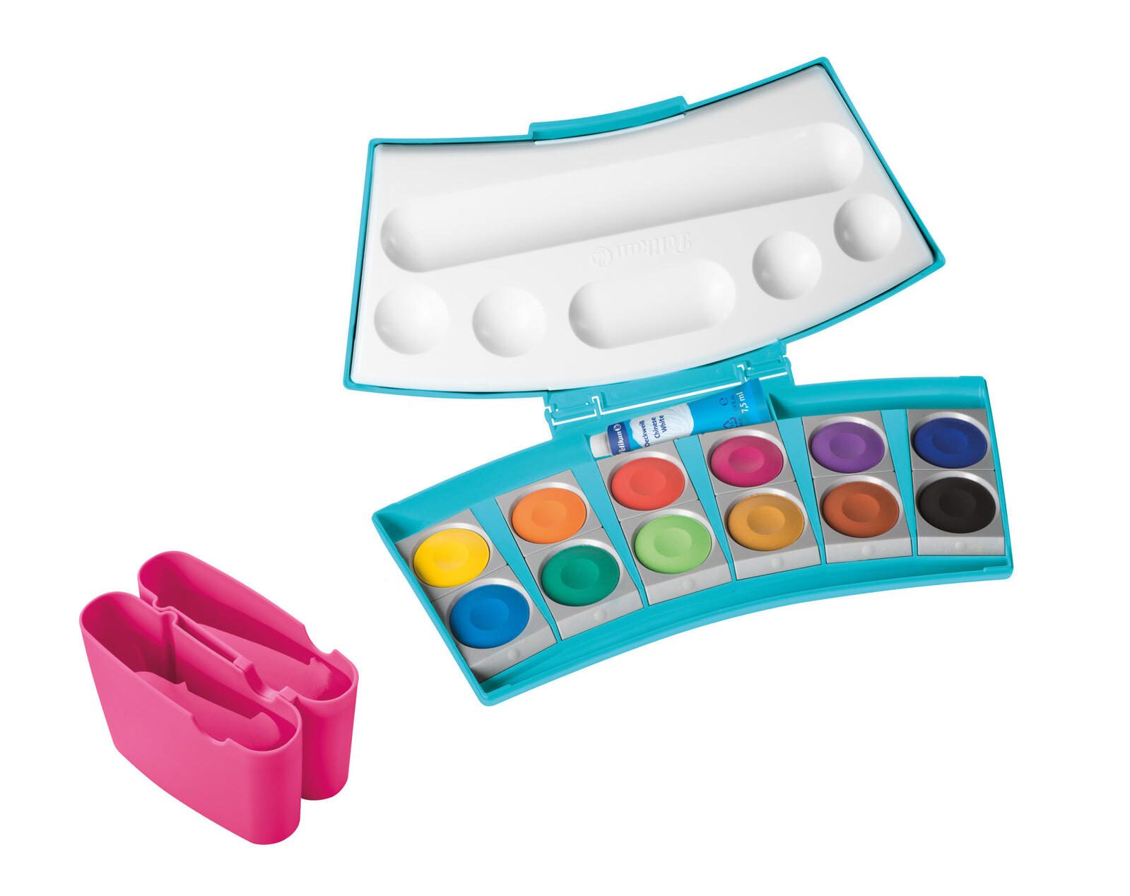 Pelikan Wasserfarbkasten 2 Wasserboxen + Deckweiß und 12 Farben