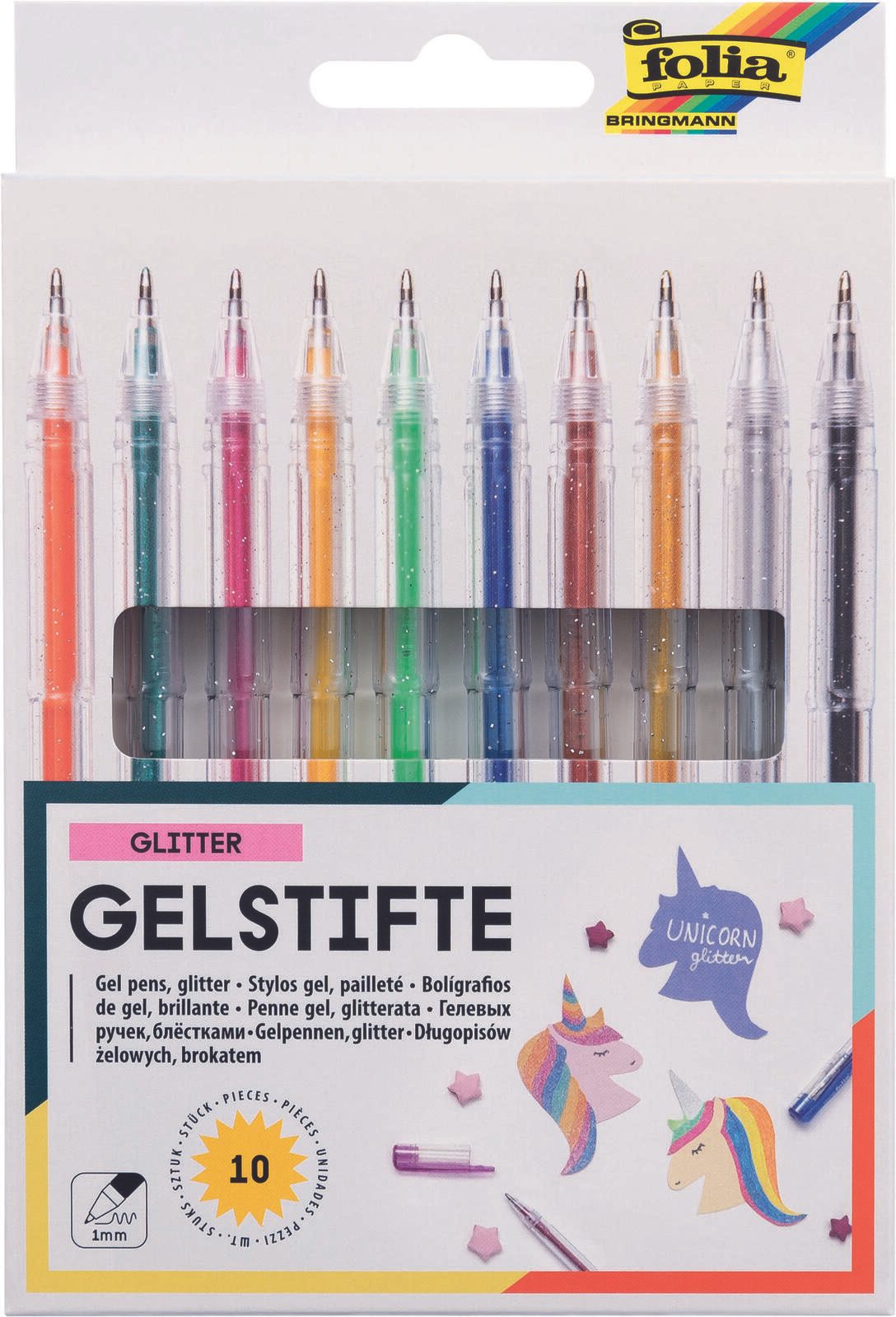 folia Glitter Gelschreiber-Set 1.0 mm, Schreibfarbe: Mehrfarbig