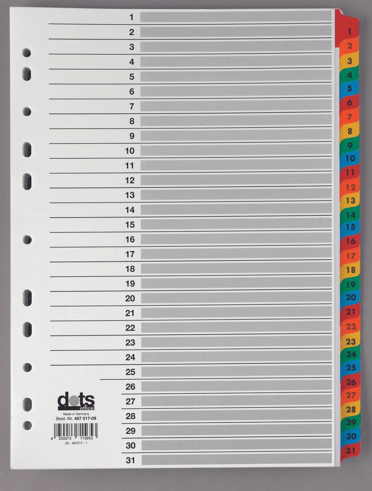dots Ordnerregister Vollformat 1-31 DIN A4