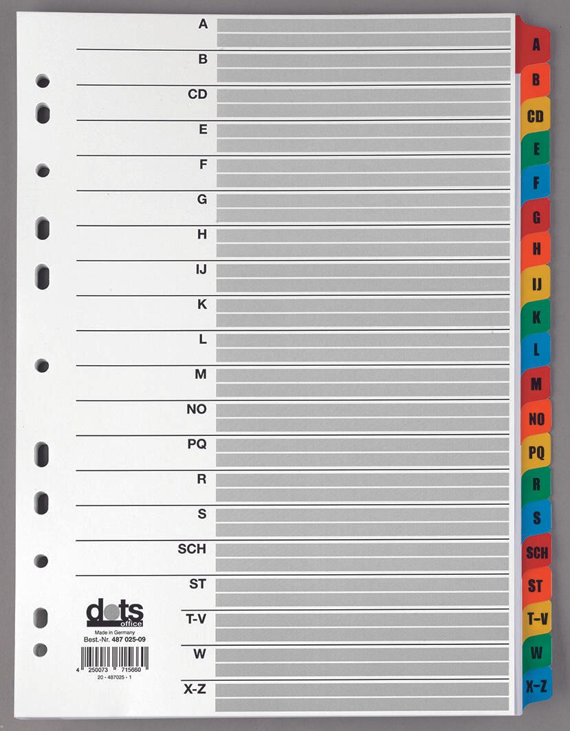 dots Ordnerregister Vollformat A-Z DIN A4