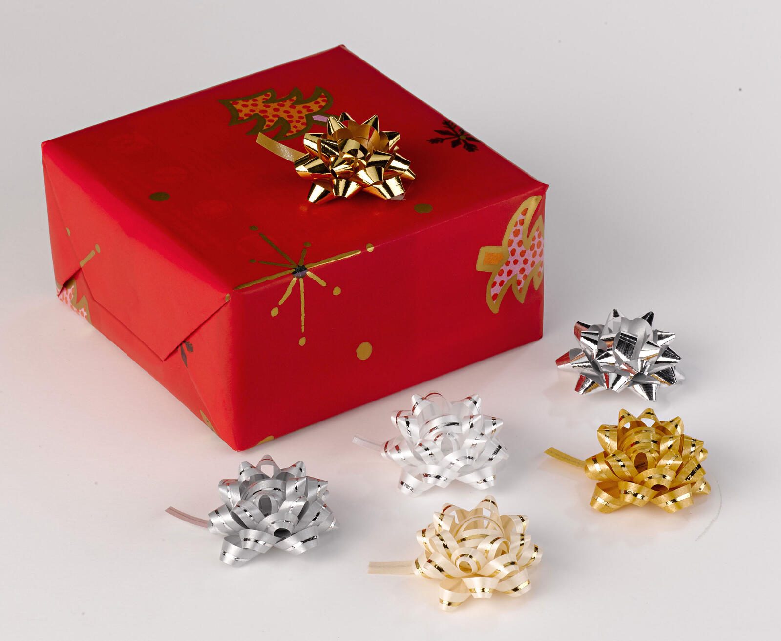 PRÄSENT Geschenk-Schleifen 5 mm x 0.95 m silber/gold