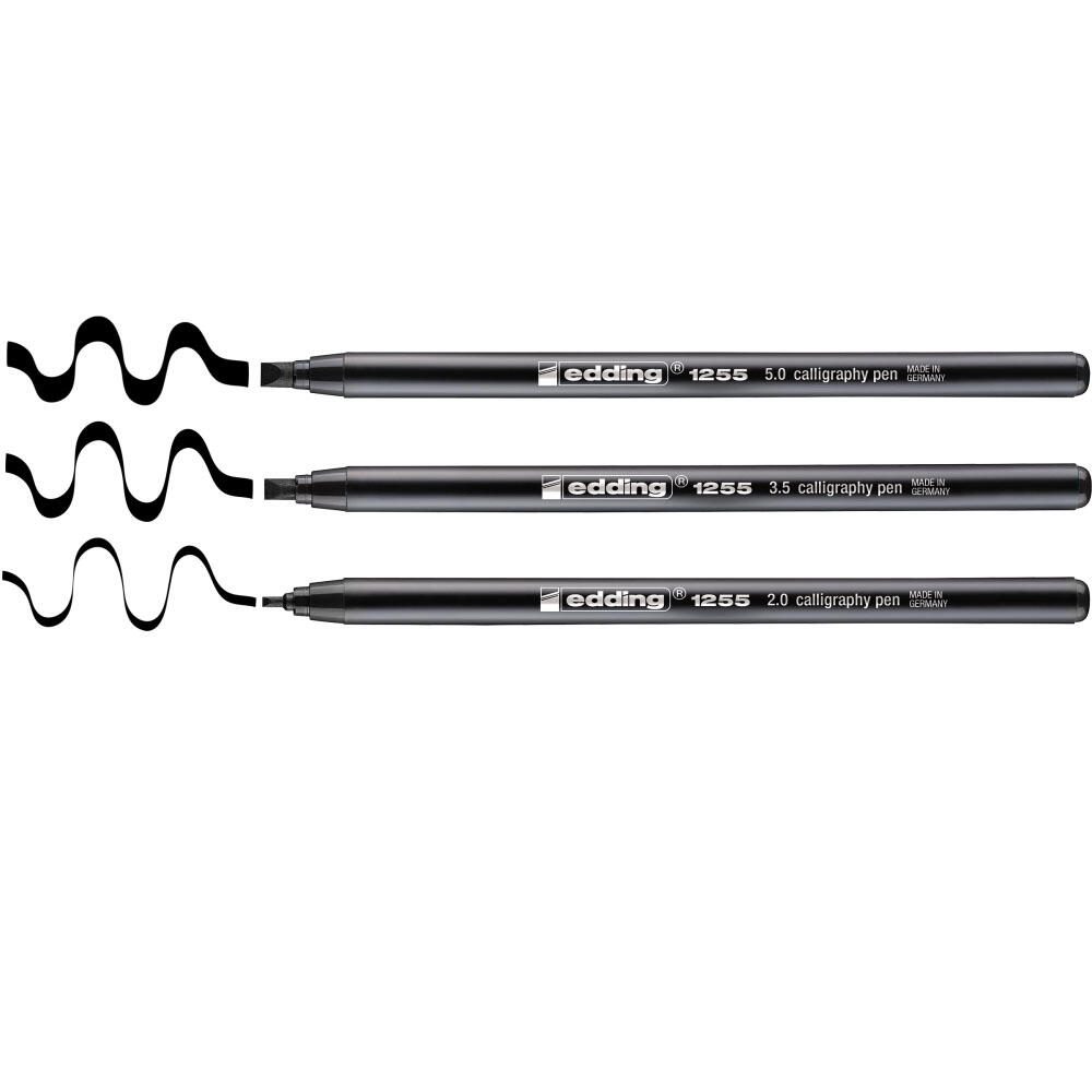 edding Filzstifte Schwarz 2.0 + 3.5 + 5.0 mm