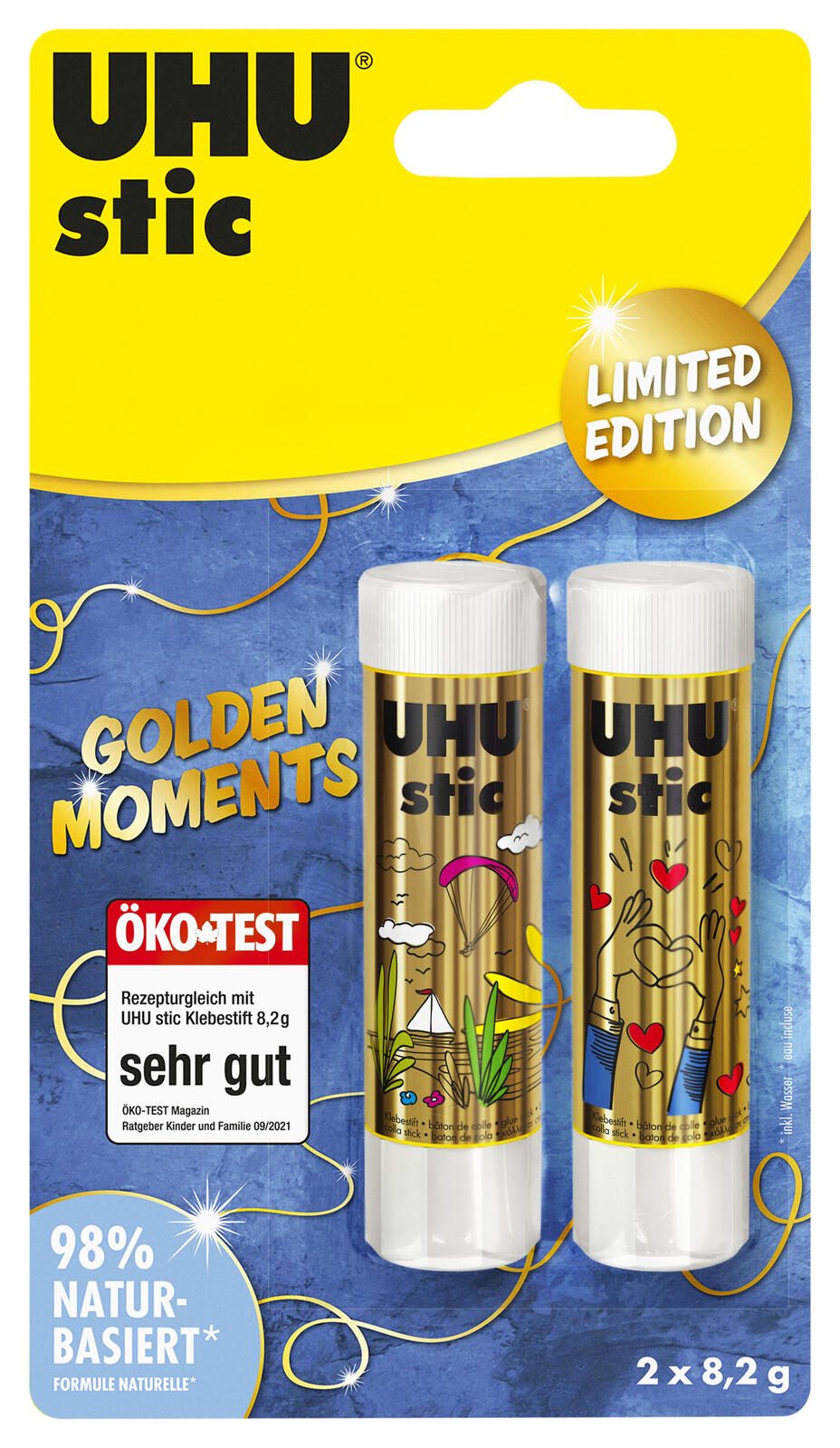 UHU stic GOLDEN MOMENTS Klebestifte 2x 8,2 g