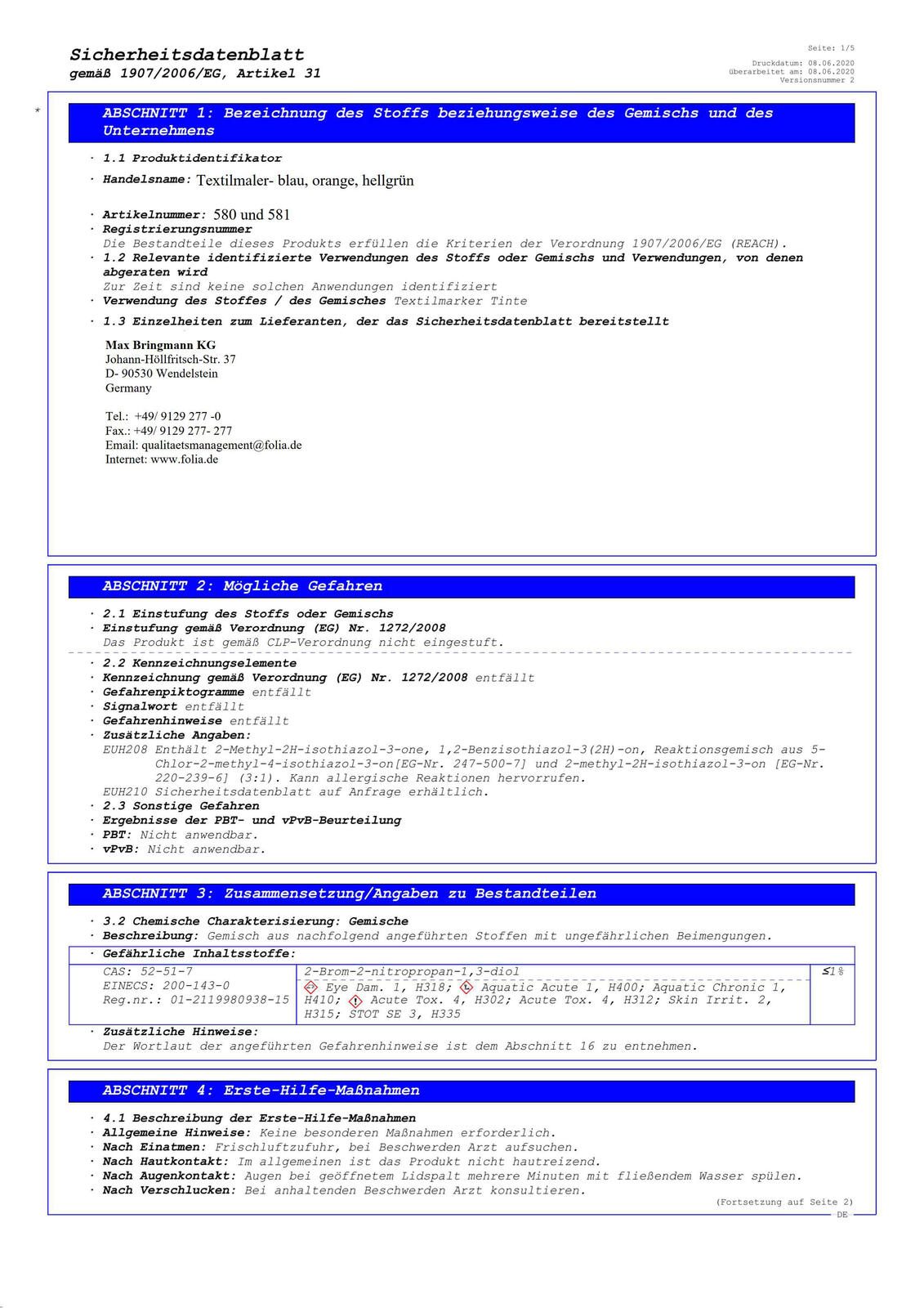 folia Textilmarker 1.0 Mehrfarbig