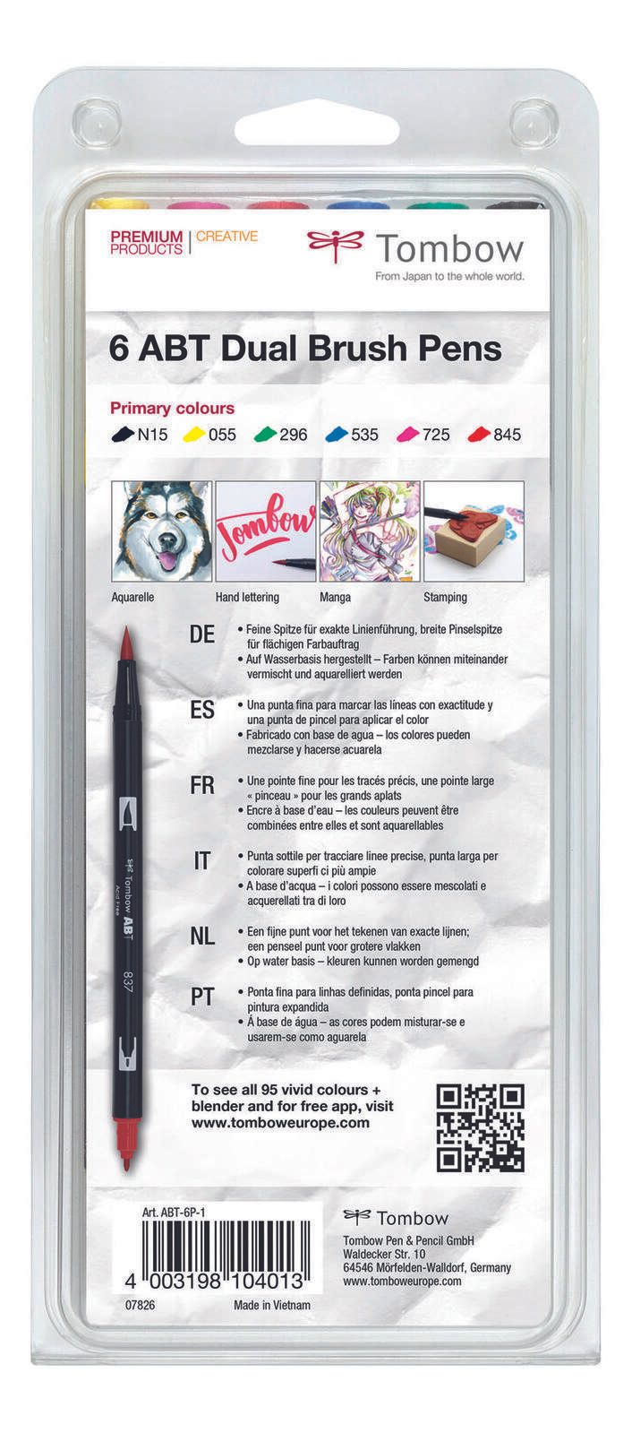 Tombow Brush-Pens Mehrfarbig 0.8 + 3.3 mm