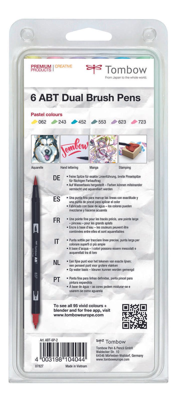 Tombow Brush-Pens Mehrfarbig 0.8 + 3.3 mm