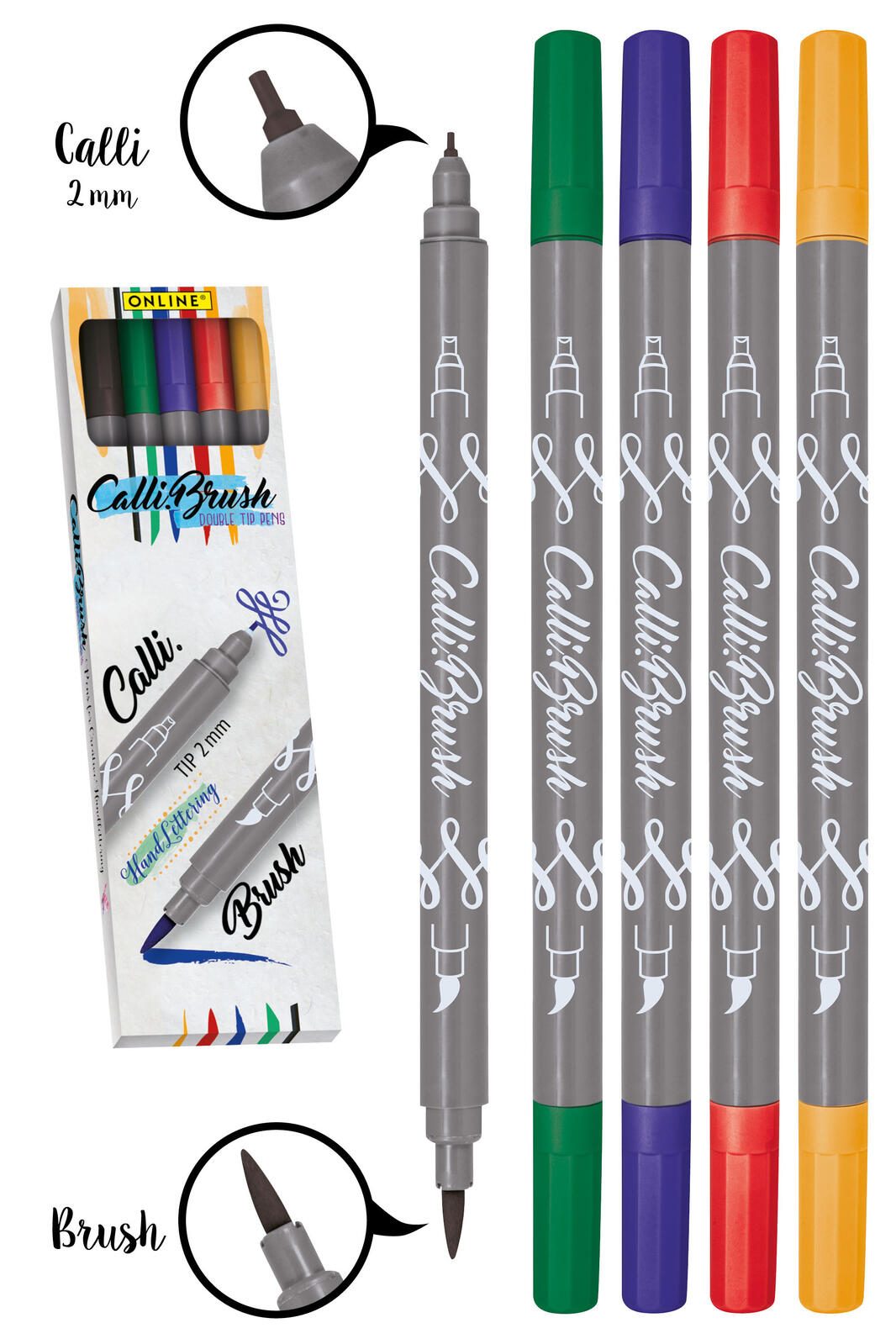 ONLINE® Brush-Pens Mehrfarbig 2.0 mm