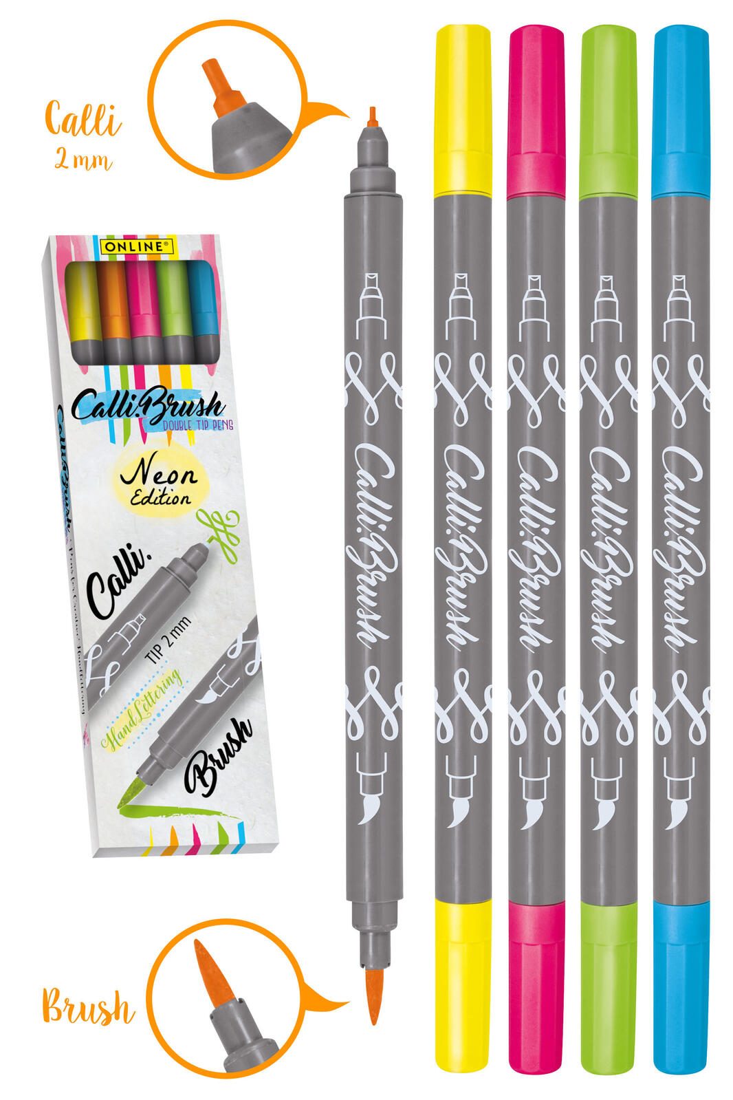 ONLINE® Brush-Pens Mehrfarbig 2.0 mm