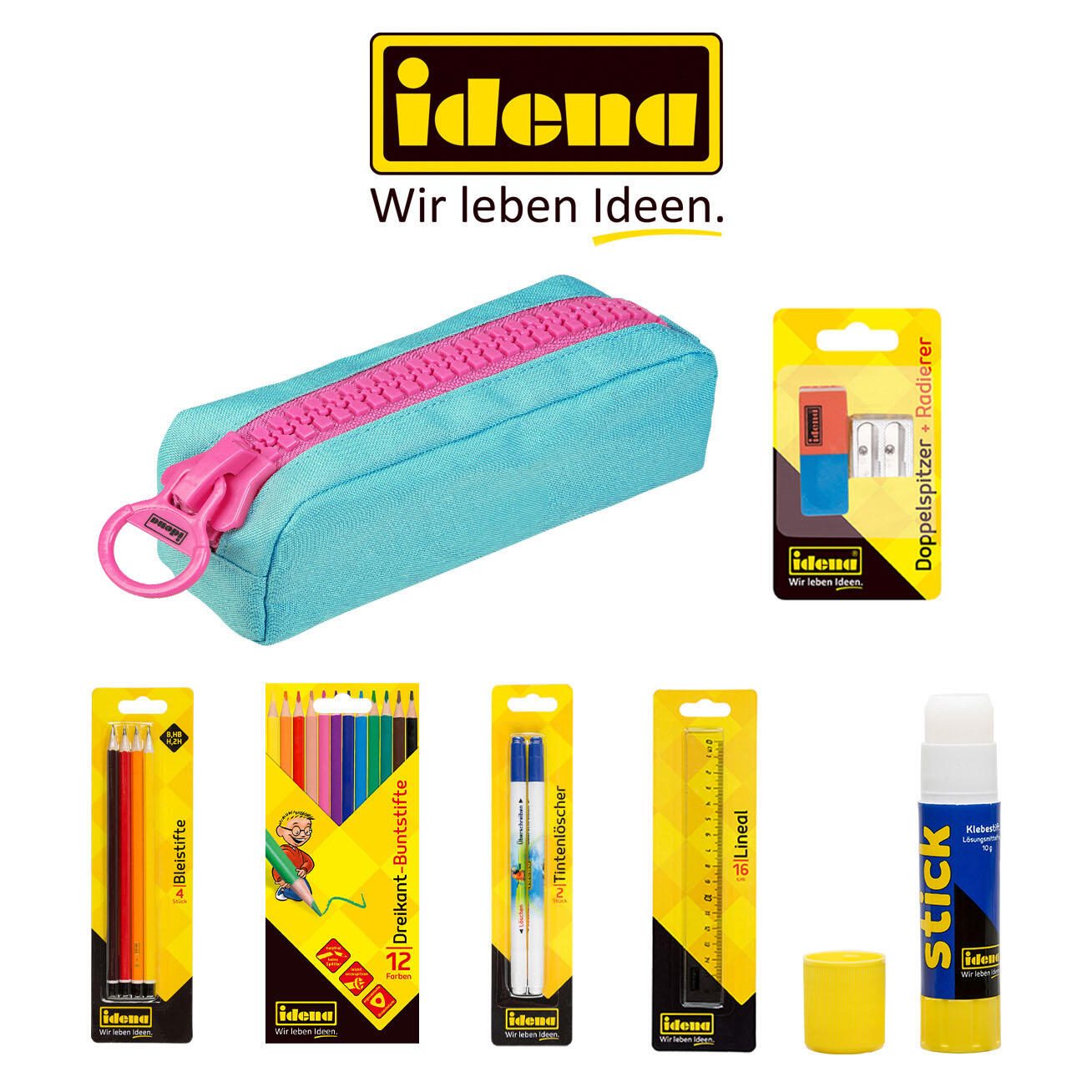 Idena Schlampermäppchen befüllt türkis