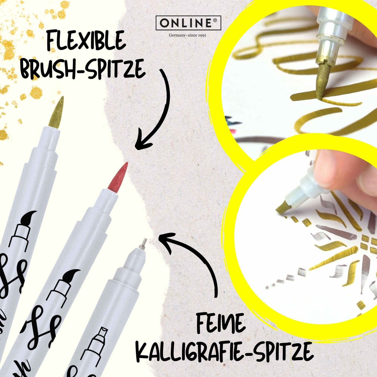 ONLINE® Brush-Pens Mehrfarbig 2.0 mm