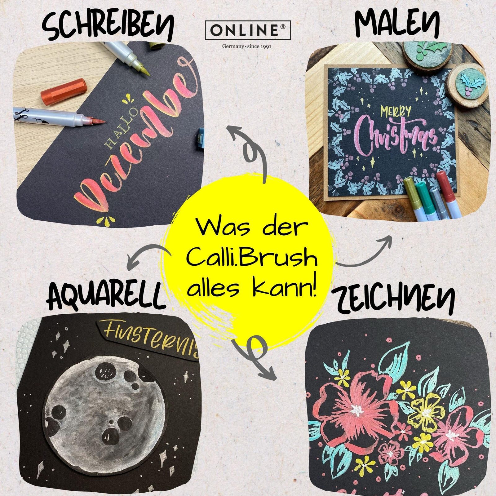 ONLINE® Brush-Pens Mehrfarbig 2.0 mm